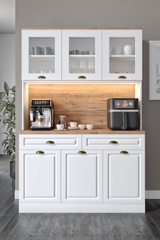 Gözde Kahve Köşesi - 140 Cm Mdf Mutfak Dolabı - Led Aydınlatmalı