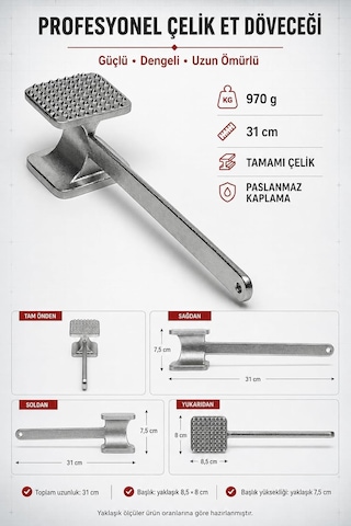 Dişli Et Dövme Çekici Et Dövme Tokmağı Çift Taraflı Et Döveceği Ezme Yumuşatma Aparatı Çok Renkli