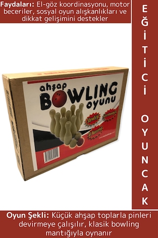 Eğitici Oyuncak El Göz Koordinasyonu Beceri Geliştirici Doğal Ahşap Çok Şık Çocuk Bowling Oyunu Seti