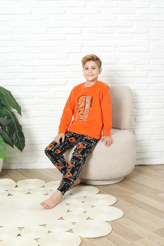 Modanino Erkek Çocuk Welsoft/polar Kumaş Pijama Takımı 12491 Turuncu
