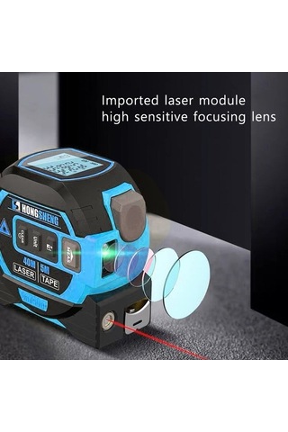 Pazly 3'ü 1 Arada Lazer Şerit Metre: 40m Lazer Uzaklık + 5m Şerit + Çapraz Ölçüm - Pratik Ve Hassas Ölçüm Aracı