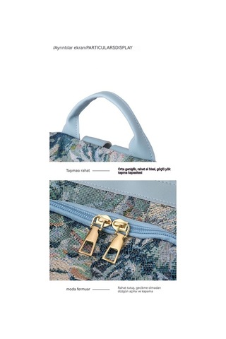 Luckydog Kadın Modası Çiçek Naylon Kontrast Renk Hırsızlığa Karşı Sırt Çantası- Açık Mavi001 Açık Mavi Açık Mavi