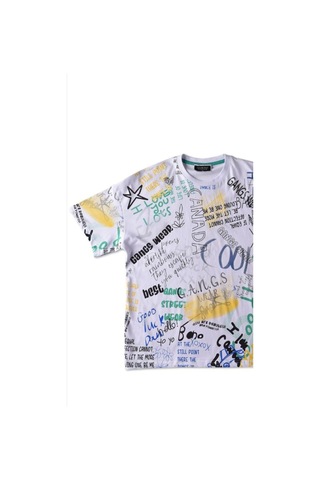 Marions Teenage Grafiti Yazı Baskılı Over Size Tasarım Tshirt-12898-beyaz Yeşil Beyaz - Yeşil