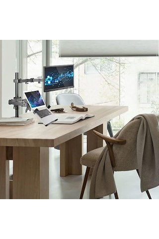 Techtic Ergonomik Çift Kol Monitör Laptop Tutucu 360 Dönen 10-32