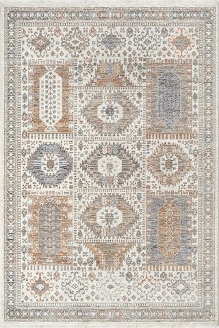 Merinos Valeria Serisi Etnik Desenli Salon Oturma Odası Halısı Hav Toz Vermez Dokuma Taban 91062-060 Krem