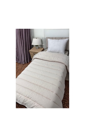 Clasy %100 Pamuk Ranforce Tek Kişilik Çift Taraflı Yorgan Avola V5 Krem Düz Desen