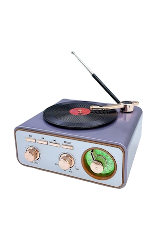 Hoparlör Radyo Plak Çalar Görünümlü Md-1217bt Bluetooth Nostaljik Tasarım Usb, Tf, Aux, Fm/am/sw