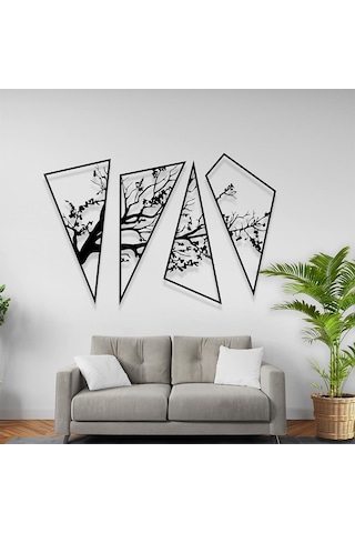 Dekoratif Duvar Süsleri Geometrik Tasarım Metal Ağaç Dekoru