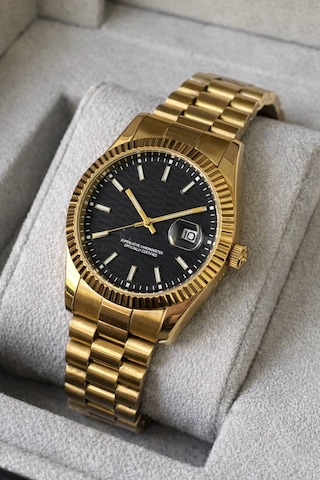 Aurex Royal Gold Erkek Kol Saatı Sıyah Kadran Quarts Altın