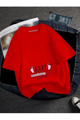 Benroma Hamile Pembe Baby Loading Baskılı Tisort