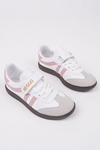 Muggo Dudley Günlük Ortopedik Bağcıklı Ve Cırtlı Çocuk Sneaker Spor Ayakkabı PUDRA