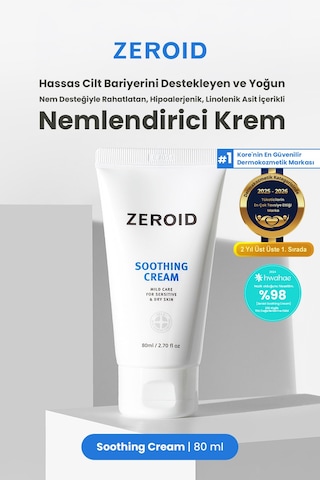 Hassas Cilt Bariyerini Destekleyen Ve Yoğun Nem Desteğiyle Rahatlatan Krem Zeroıd Soothing Cream
