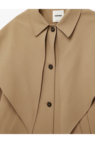 Koton Gabardin Kumaş Uzun Kollu Cepli Düğmeli Pelerin Detaylı Oversize Trençkot Deve Tüyü 6sak00002uw Taba