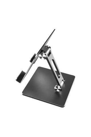 Jeehugo Alüminyum Çift Uygulama Masaüstü Tutucu: Telefon Ve Tablet İçin Açılır, Açı Ayarlanabilir, Dayanıklı Ve Kaymazsız Gri Desen