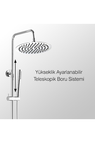 Fause Teleskopik Kolonlu Tepe Duş Seti Pirinç El Başlık Kds106-2 Krom