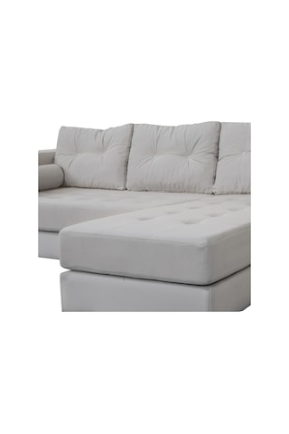 Eymense Kraft Kadife Köşe Koltuk Beyaz