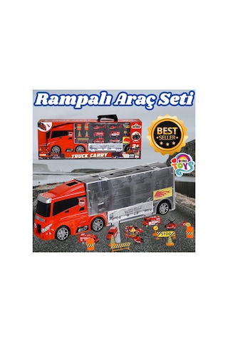 Rampalı İtfaiye Tır Seti - İtfaiye Taşıyıcı Tır - Kaydıraklı Kamyon - Araç Yol Seti - Tır Yol Seti -