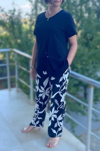 Mia Butik Büyük Beden Bahar Takım Siyah-beyaz Siyah-beyaz