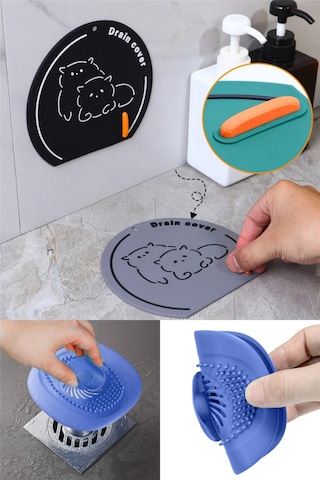 Kötü Koku Önleyici Su Sızdırma Ped Gri Ve Silikon Gider Süzgeci