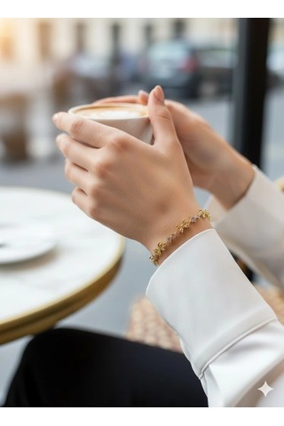 Fiyonk Detaylı Taşlı Cm Bileklik Çok Renkli