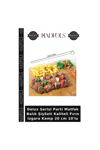 Delux Serisi Parti Mutfak Balık Şişseti Kaliteli Fırın Izgara Kamp 20 Cm 10'lu