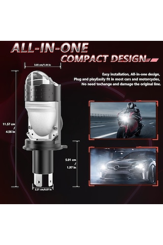 Yifomall H4 Led Far Ampulü 80w 10000lm Ip67 Su Geçirmez Araç Farı - Çift Soğutmalı