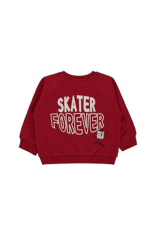 Civil Baby Skater Forever Baskılı 6-18 Ay Sweatshirt - Kırmızı Koyu Kırmızı