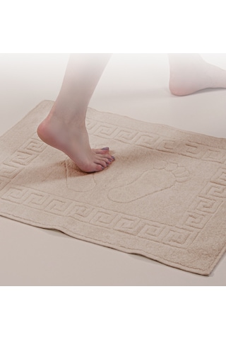 3 Adet %100 Pamuk En Iyi Emici Ayak Havlusu : Konforlu Banyo Paspası 50x70cm Terra Kahve Bej