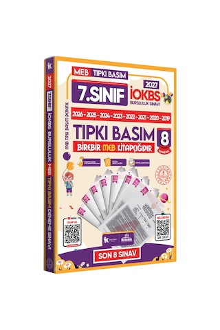 2027 7.Sınıf İOKBS-BURSLULUK Çıkmış Soru Tıpkı Basım 8li Deneme Paketi PDF/Video Çözümlü Türkiye G.