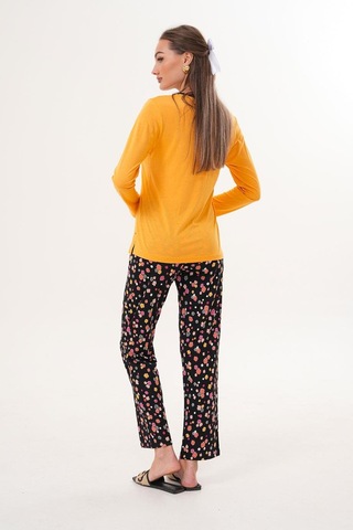 Çift Kaplan Kadın Pamuk Modal Açık Patlı Sarı Pijama Takımı 7019 Sarı