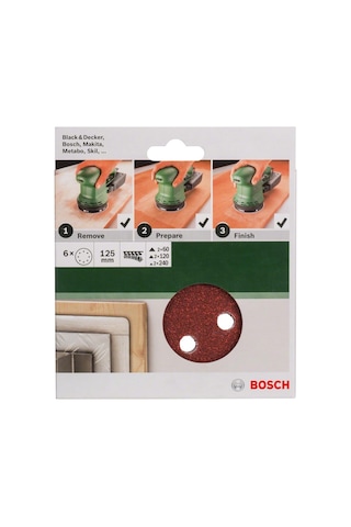 Professional Accessories Eksantirik Zımpara Kağıdı 6'li Set, 125 Mm 60/120/240 Kum 8 Delik 37829951
