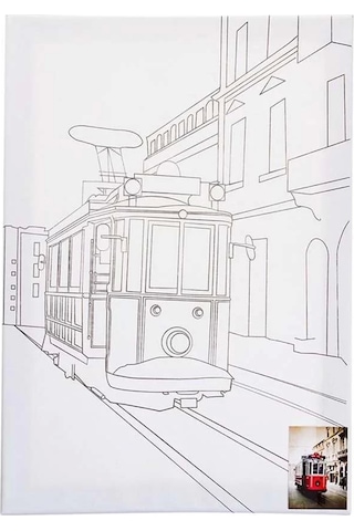 Ceoart Desenli Tuval Taksim Treni, Ayasofya, Galata, Kız Kulesi 35x50 Ceo-tu0002