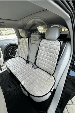 Skoda Kamiq Bej Renk Tay Tüyü Cepli & Terletmez Sırtlı Oto Koltuk Minder Seti - Koltuk Koruma Kılıfı Ön & Arka Tam Set