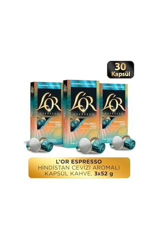 L'or Hindistan Cevizli Aromalı Nespresso Uyumlu Alüminyum Kapsül Kahve 30'lu