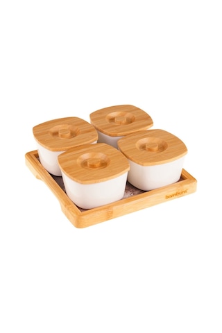 Bambum Hüma 9 Parça Kahvaltılık Ahşap - Beyaz