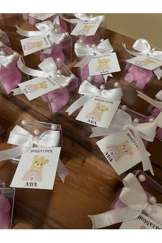 Bernami Mumluk Şamdanpinterest 10 Adet İnci Süslemeli Mika Kutulu Ayıcıklı Mum Düğün, Nikah, Söz, Kına, Sünnet, Doğum, Baby Shower Diğer
