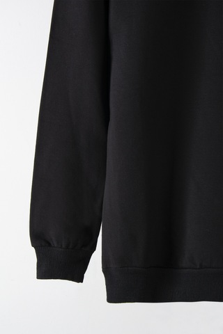 Terapi Men Erkek Siyah Bisiklet Yaka Basic Düz Sweatshirt Siyah