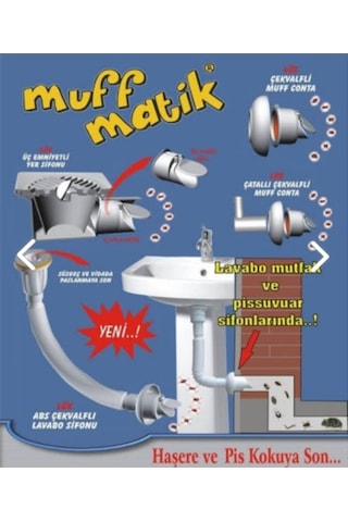 Muff Matik Çekvalfli Lavabo Koku-Haşere Önleyici