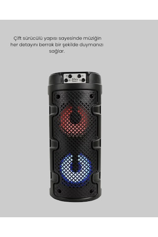 Taşınabilir Bluetooth Hoparlör Çift Sürücü Güçlü Bas Hd Ses Çoklu Bağlantı