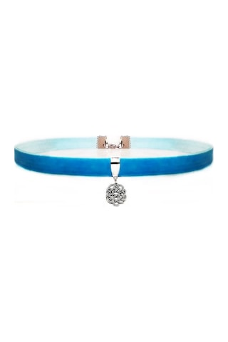 Mavi Renk Kadife Aşk Düğümü Choker Kolye Renkli