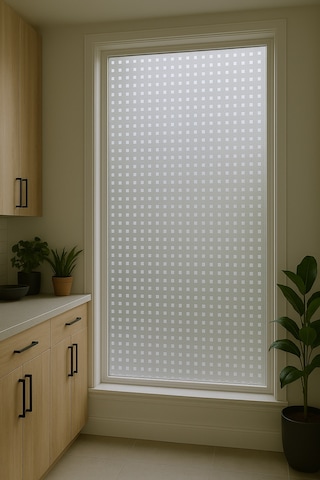 Technosmart 45x150cm Şeffaf Kare Desenli Buzlu Cam Kaplama Filmi Mutfak Ofis Pencere Banyo