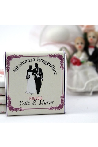 Dark Brown Nikah Çikolatası Kişiselleştirilebilir El Yapımı Madlen Çikolata NKK2 150 Adet