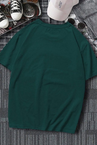 Erkek Boğa Silüet Baskılı Oversize Tshirt Yeşil