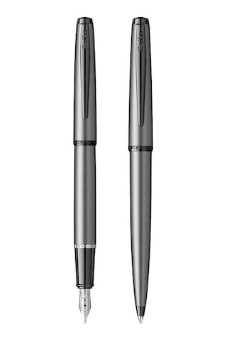 Scrikss Metropolis Dolma Kalem Ve Tükenmez Kalem Takımı M Uç Mat Gri 78mg Gri