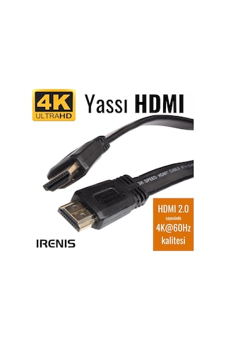 Irenis Hdmi Kablo - Yassı 4K Hdmi Kablosu 4K 60Hz Hdmi 2.0 1 M