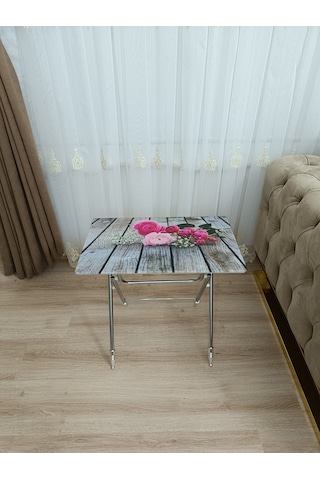 Çanta Zigon Sehpa,4'lü Sehpa, Zigon Sehpa, Camlı Sehpa -pembe Gül