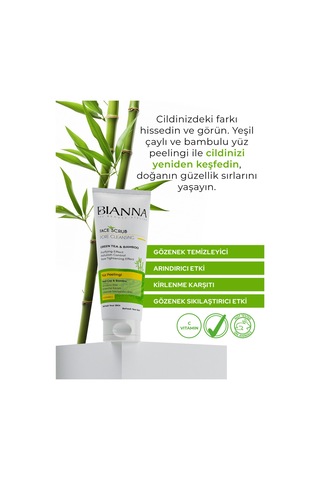 Yüz Peelingi C Vitaminli Ve Gözenek Sıkılaştırıcı Yeşil Çaylı Ve Bambulu 200ml Yüztemiz