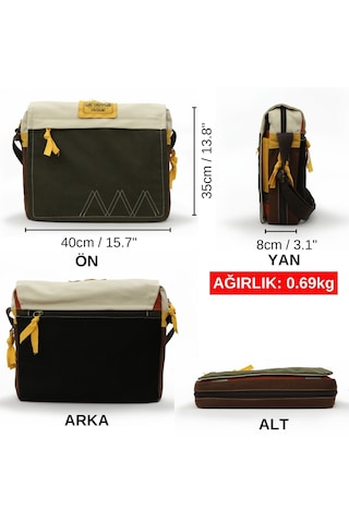 Cappadocia Vintage 4009 Omuz Postacı Yeşil Krem 15.6 Laptop Çanta Yesil