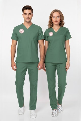 Unisex Ameliyat Yeşil Scrubs Üniforma Takım Frosty Spruce Sağlık Bakanlığı Yeni Yönetmeliğe Uygun Yeşil