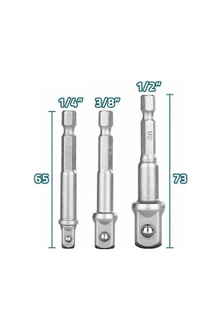 3 Lü Set Bits Uzatma Adaptörü Lokma Tutucu Bits Lokma Adaptörü 1/4-3/8-1/2 Lokmalar İçin Üçlü Set